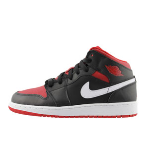 [해외]나이키 에어 조던 1 미드 GS Nike Air Jordan 1 Mid GS Black Gym Red 554725-020